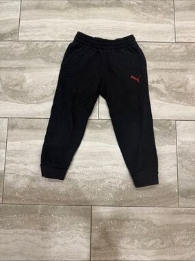 Puma Black Kids Sweatpants with Red Puma Logo